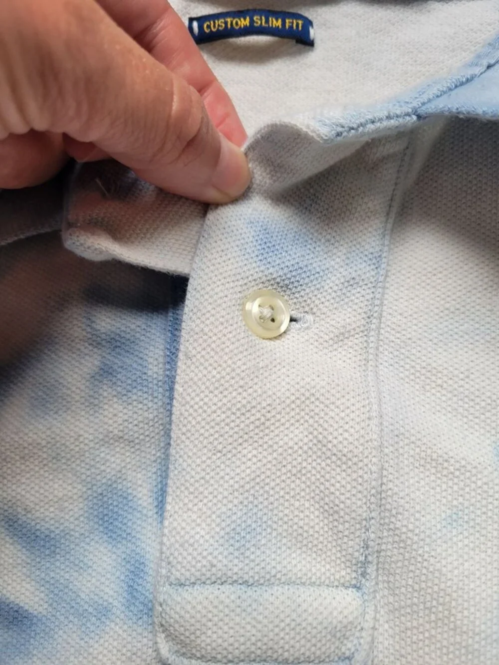 Polo Ralph Lauren polo shirt blue and white tie-dye embroidered logo Size XL